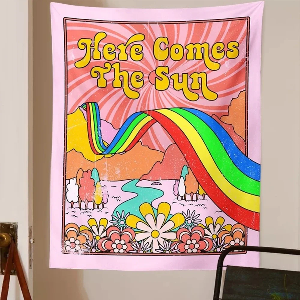 Y2K Aesthetic ‘Here Comes The Sun’ Tapestry Wall Decor